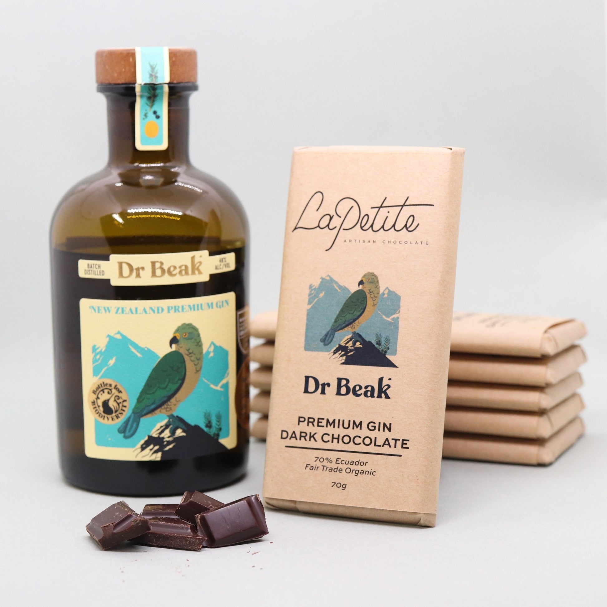 Dr Beak Premium Gin Dark Chocolate Bar <br>GOLD Medal NZ Chocolate Awards