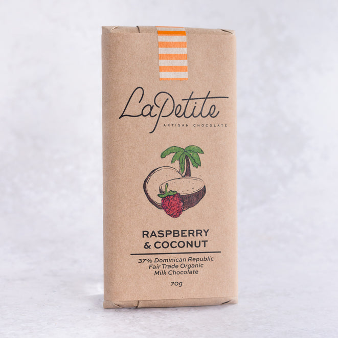 Raspberry & Toasted Coconut Milk Chocolate <br>37% Dominican Republic